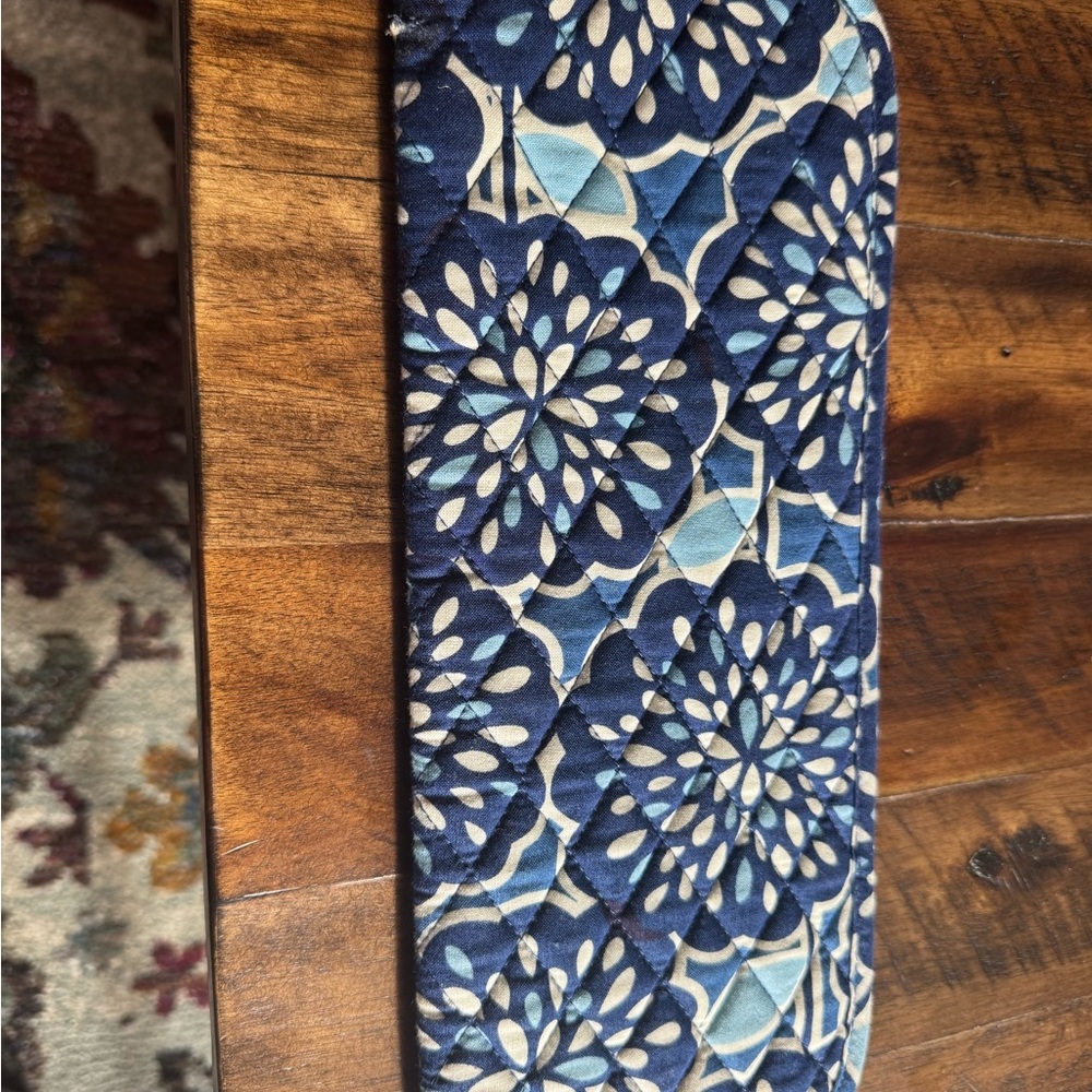 Vera Bradley Blue and White Quilted Fabric Curling Iron cover holder.